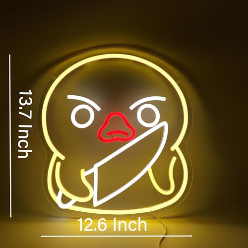 Image of Duck Neon Sign with Knife Murder Duck Lamp Led Neon Light Up Sign for Wall Decor Game Room Men Cave Birthday Holiday Gift