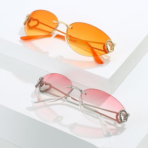 Fashion Punk Sunglasses Women Men Mirror Eyewear Aesthetic Goggles Heart Decoration Uv4003
