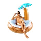 BigMouth Inc Giant Inflatable Coconut Pool Float, Durable Vinyl Ring Tube, Summer Party Water Floatie, Patch Kit Included