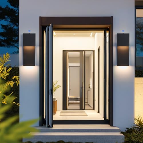 Image of Tarentlight Dusk to Dawn Outdoor Wall Lights 2 Packs,Modern Minimalist Outdoor Fixture Wall Mount,Anti-Rust Sturdy & Sleek Outside Lights for House Porch Garage Patio,3000K 17W Integrated LED