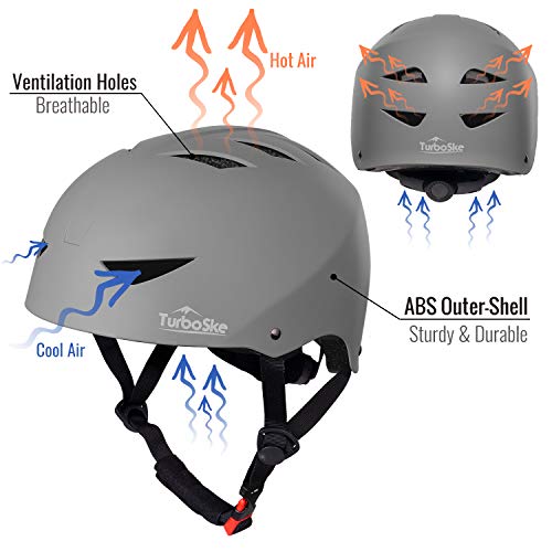 Turboske Skateboard Helmet, Cpsc-Compliant Bike Helmet Bmx Helmet Multi-Sport Helmet For Youth Men And Women (S/M, Matte Gray) #TOP3