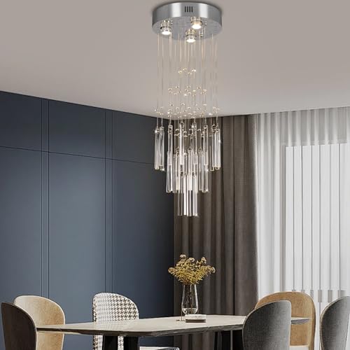 FRIXCHUR Modern Crystal Chandelier 11.8 Inch Small Ceiling Light 33.5 Inch High Hanging Pendant Light for Entryway Hallway Foyer Staircase Bathroom - Image 4