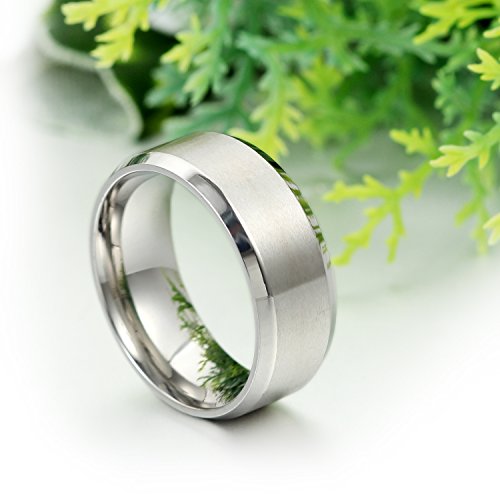 JewelryWe Sieraden 8 mm herenring, gepolijste huwelijksverlovingsringen, partnerringen, roestvrij stalen ring, zilveren… - Image 4