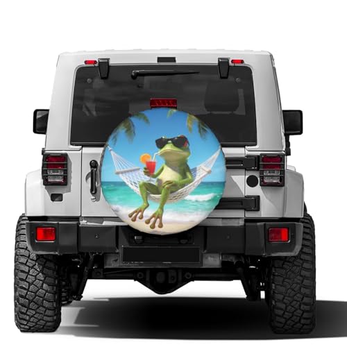 Image of Summer Green Frog Spare Tire Cover Dust-Proof Wheel Tire Cover Fit Trailer, RV, SUV and Many Vehicle 15 Inch