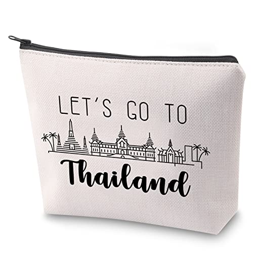 Thailand Trip Travel Case Besties Trip Gift Let’s Go to Thailand Makeup Bag with Zipper Travel Vacation Gift