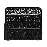 SEWACC Mesh Envelope Holder with Compartments Electroplated Desktop Mail Organizer for Office Home School Stylish Black Letter and File Storage Rack to Save Space