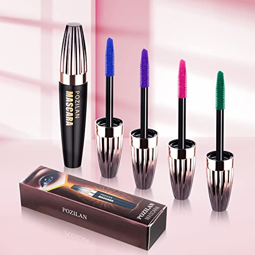 3 Colors Waterproof Mascara Set Blue Purple Green With Comb, Voluminous Colored Mascara For Eyelash - Lengthening, Smudge-Proof, Long-Lasting, Lash Extension Mascara For Eye Makeup (Purple Blue Green Mascara) #TOP4