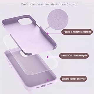 Mixroom - Custodia Cover Case per iPhone 15 PRO Max in Tpu silicone liquido morbido compatibile con MagSafe con cerchio magnetico integrato Lilla C09