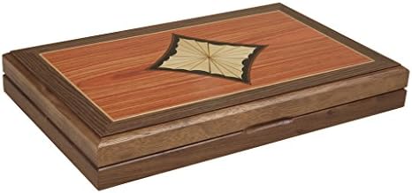 Orion Craft 15-inch Wood Backgammon Set - Diamond Inlay Board