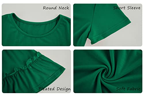 Image of Haloumoning Girls Crew Neck T Shirts Peplum Babydoll Tops Tees 4-15 Years | Girls T-Shirts, Casual Loose Tunic Tops, Cute Ruffle T Shirts, Short Sleeve Shirts, Long Sleeve Blouse