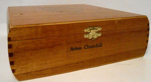 Ashton Churchill Wooden Cigar Box 8" X 7.5" #TOP1