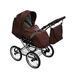 Retro Kinderwagen Classica Lux Luftreifen Chrom Sonnenschirm Set Autositz Brown 02 2in1 ohne Babyschale
