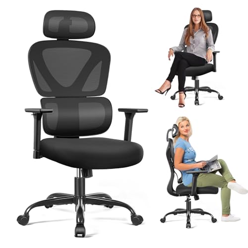 PEAKLIMB Bürostuhl Ergonomisch,schreibtischstuhl mit Verstellbarer Kopfstütze,3D Armlehnen,liegefunktion (90°-135°) bürostuhl ergonomisch testsieger 150 kg,