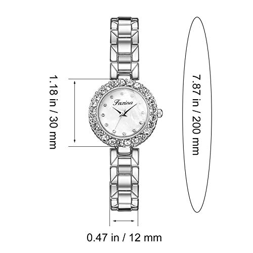 Clastyle Rhinestones Silver Watch And Bracelet Set For Women Elegant Mother Of Pearl Dial Small Wrist Watches Stylish Bracelet Watch Gift #TOP5