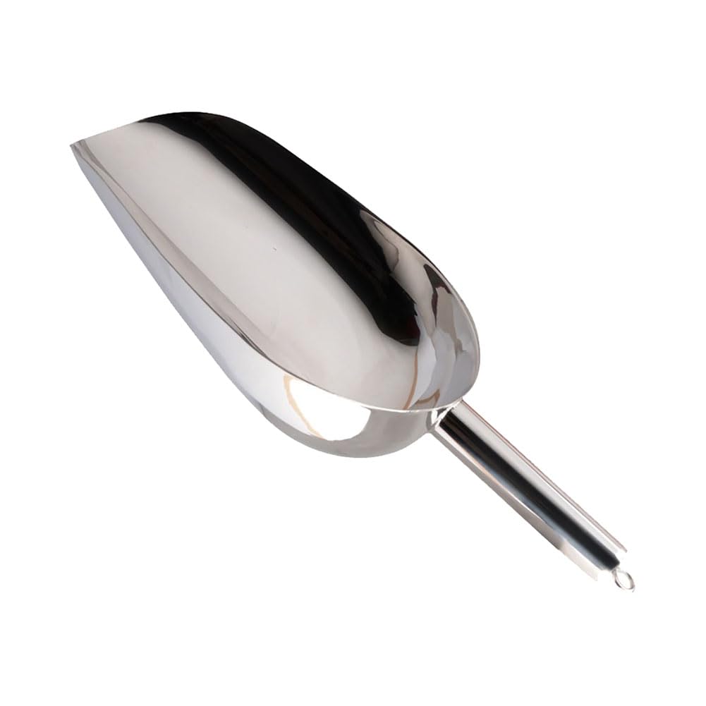 Hugede Silver Stainless Steel Ice Scoop Metal Food Scoop Ice Cube Shovel Party Food Service Scoop Multipurpose Kitchen Scoop For Flour Rice Popcorn L