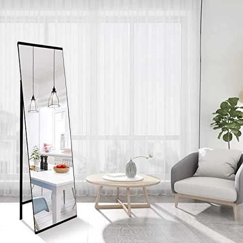 YMOND Floor Standing Mirror 150x40cm, Black Metal Wall Mounting Body Mirror, Full Length Mirror 150 x 40, Long Hanging Mirrors for Dressing Room, Bedroom, Living Room