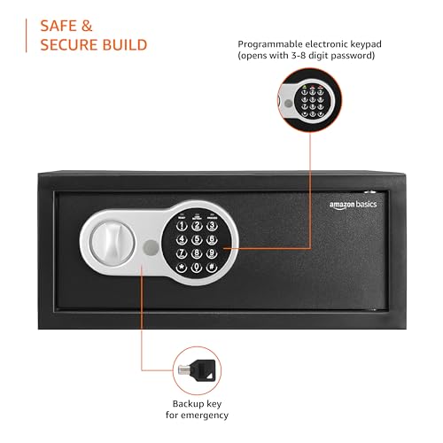 Image of Amazon Basics Security Safe with Programmable Electronic Keypad | Net Volume 25L (Black)
