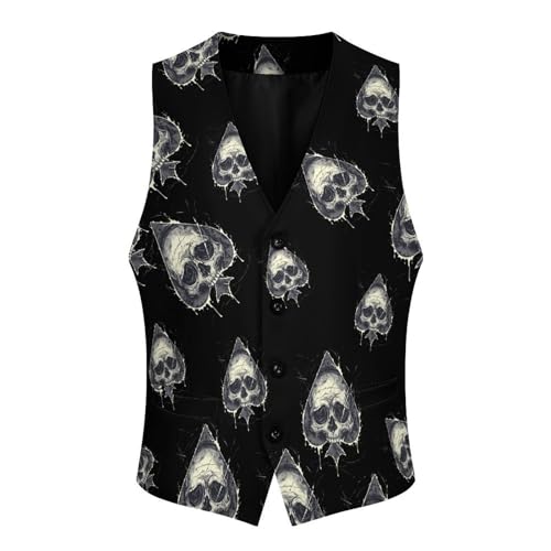 Skull A Poker Novelty Men's Suit Vest Funny Formal Dress Vests Business Waistcoat3