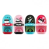 Diseño y funcionalidad Milan Capsule Super Heroes Gomas de borrar, Blanco, Pequeño, 16