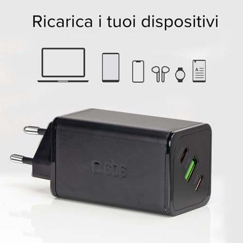 Sbs Alimentatore Slim USB-C 100W, Tecnologia Gan, Power Delivery (Pd), Ricarica Rapida, Adaptive Fast Charge (Afc), Caricatore Iphone, Ipad, Macbook Air, Samsung, Tablet, Smartphone, Notebook, Nero - 12