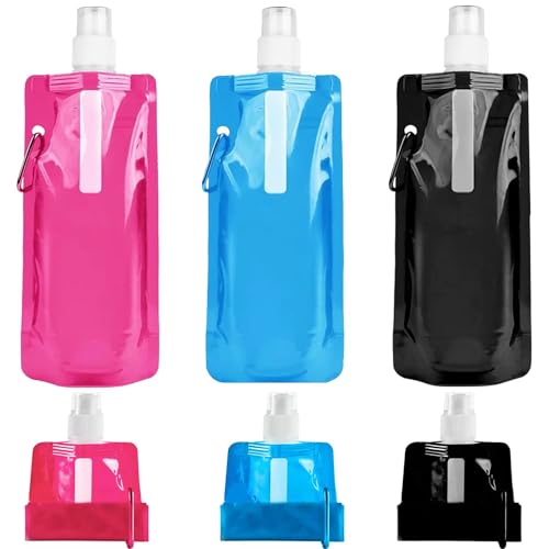 Sunshine smile Faltbare Trinkflasche,3 Stück 500ML Trinkflasche Faltbar,Wiederverwendbare Faltbare Wasserflasche,BPA FREIE,für Outdoor-Sport,Radfahren,Wandern