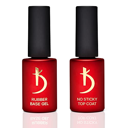 kodi professional Rubber Base Gel 7ml and No Sticky Top Coat 7ml Set Long Lasting Gel Nail Kit