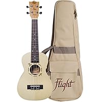 The Flight DUC325 is made with a laminate spruce top and laminate zebrawood back and sides The European engelmann spruce top and zebrawood sides combine to deliver a sound that is punchy and bright when soloing in the high register and warm and velve...