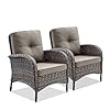 Patio Club Chair Wicker Chairs Outdoor High Back Chair Set of 2 Patio Furniture Set Rattan Seating with Removable Cushions for Porch Balcony Deck Pool BrownGray