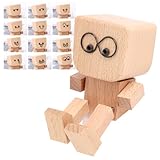 Wackelnder Holzmann, Schüttelnde Holzmann-Figur, Charmante kleine Holzfigur, wackelfigur Auto, schüttelmann aus Holz, die mit 12 magnetischen Ausdrücke schwankt, lustige Wackelkopf-Autodekoration
