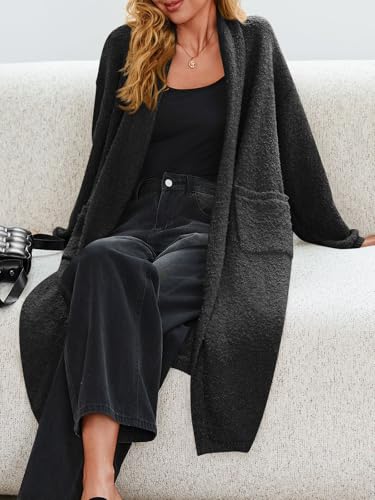 Saodimallsu Womens Open Front Long Cardigan Sweaters Oversized Chunky Fuzzy Lapel Fall 2025 Trendy Duster Sweater Coats3