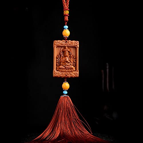 Duojimi Chines Traditional Style Wood Car Hanging Ornament-Kwan-Yin Bodhisattva With A Thousand Arms #TOP2