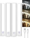 Under Cabinet Lighting Remote Control, SZOKLED Rechargeable LED Closet Light, Wireless Under Counter Lighting Dimmable LED Strip Lights Bar for Closets Hallway Stairway, Warm White, 4-Pack