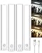 Under Cabinet Lighting Remote Control, SZOKLED Rechargeable LED Closet Light, Wireless Under Counter Lighting Dimmable LED Strip Lights Bar for Closets Hallway Stairway, Warm White, 4-Pack