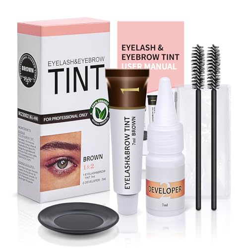 Eyebrow & Eyelash Color Kit, Professional Lash & Brow Color Kit, Eyebrow Coloring Set with Natural Bushy Effects, Easy to Use, 7ml, Brown