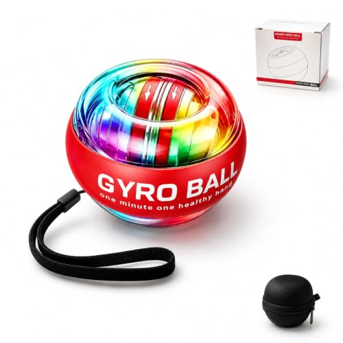Auto Start Gyro Ball Wrist Trainer, Forearm Exerciser & Grip Strengthener for Hand, Finger & Arm, Beginner Friendly with LED Light & Storage Bag for Home Gym & Sports - image 1