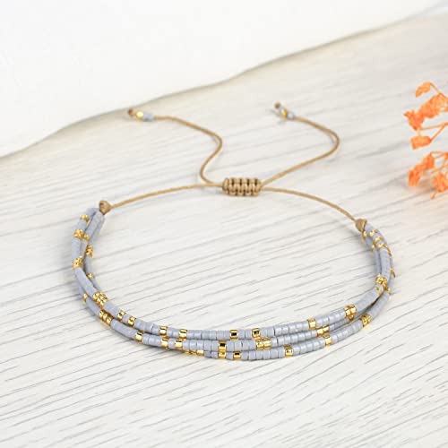 Image of KELITCH Adjustable Multi Strand Bracelets Colorful Miyuki Seed Beads Wrap Bracelets Bangle Women Jewelry