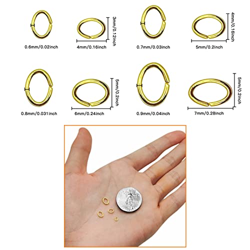 1200pcs Oval Jump Rings Oval Open Rings Open Jumps Ring Stainless Steel Jumps Ring for Jewelry Making Supplies Earring Bracelet Necklace DIY Craft Making(Gold,4 Sizes) by Oubaka - Image 3