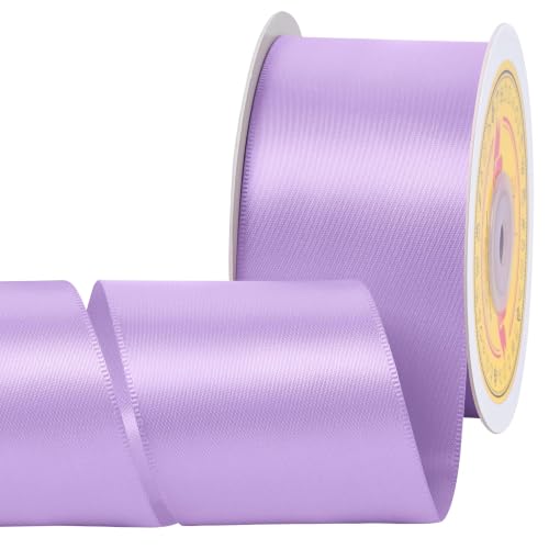 Image of Double Face Light Purple Satin Ribbon 2 inch X 25 Yards for Gift Wrapping Very Suitable for Weddings Party Hair Bow Invitation Decorations and More