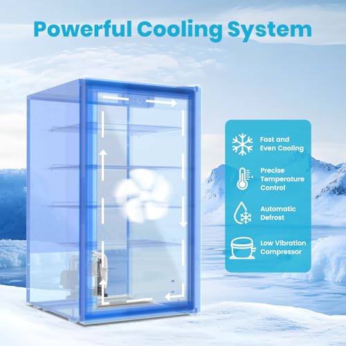 Image of 17 Black Inch Beverage Refrigerator and Cooler, 116 Cans Mini Beverage Fridge with Reversible Glass Door for Soda Beer or Wine, Freestanding Drink Cooler for Apartment Office Home Bar