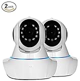 NexGadget 720P HD WiFi IP Camera Surveillance System Video Recording Baby Pet Monitor Pan Tilt With Two-Way Audio, Night Vision, Motion Detection P2P Network Camera [2-PACK]