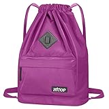 Waterproof Drawstring Sport Bag, Large lightweight Gym Sackpack backpack for Men and Women (Purple)