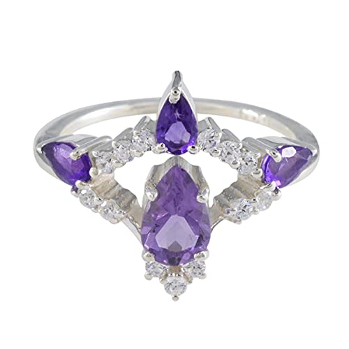 Bague en améthyste naturelle et argent 925 pour fille