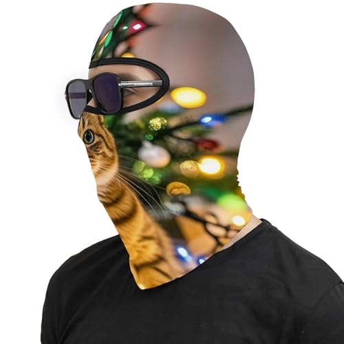 Máscara facial de pasamontaña con dibujo de gato y luces navideñas para hombres y mujeres, máscara completa de invierno para ciclismo al aire libre, gorro para moto, protección contra frío, para esquí y pesca en hielo miniatura 4