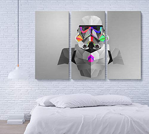Storm Trooper Abstract Star Wars Canvas Wall Art Framed Print - Various Sizes ("3 Piece" Large)