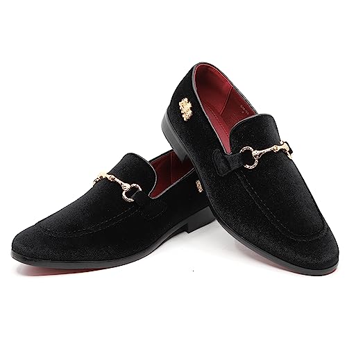 Image of Men's Velvet Designer Classic Dress Tuxedo Smoking Slipper Loafers Slip On Shoes SM-56