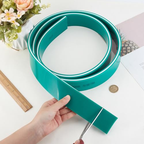 OLYCRAFT 70/90/70 Durometer 2m/2.19 Yards Silk Screen Printing Squeegee Rubber Blade Roll 1.97 inch Wide Adhesive Veneer Edge Trim 0.35 inch Thick Squeegee Blade for Screen Printing