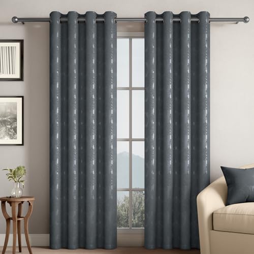 Image of Wakefit Jacquard Room Darkening Curtain | Light Blocking Upto 70% | (5 x 3.9 ft) | Door Curtain | Set of 2 | Reduces Noise | Machine Washable | Smash |Tree Grey