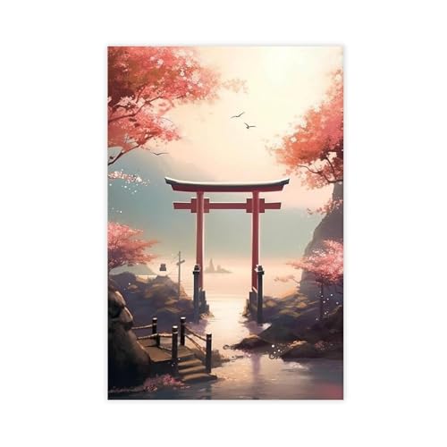 Affiche japonaise majestueuse de Torii sur toile pour transformer un mur blanc vide