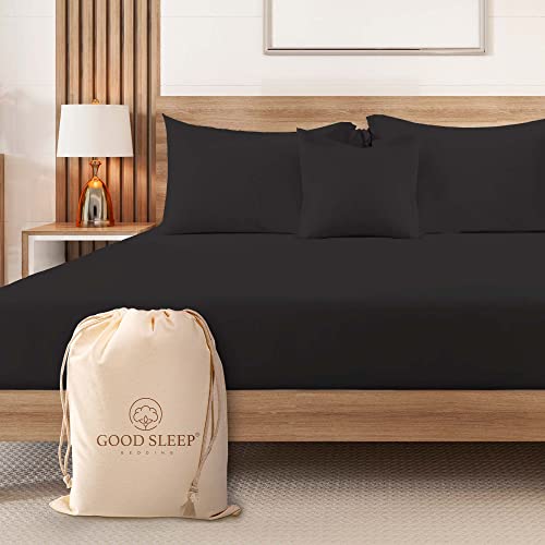 Luxury 100% Egyptian Cotton Fitted Sheet - Soft Cooling, Sateen Weave, 41cm Deep, Dark Gray, King Size