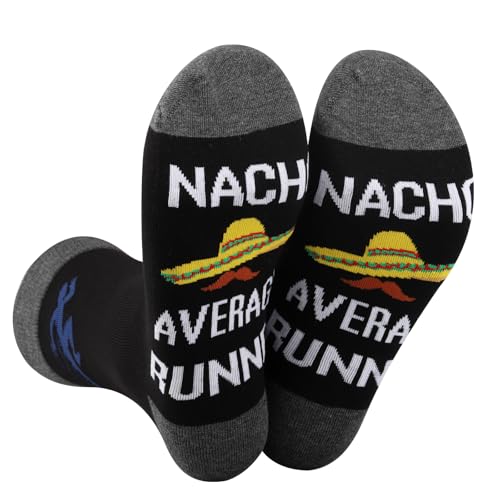 PLITI Running Gift Running Lover Gift Nacho Average Runner Socks Marathon Runners Gift Cross Country Running Gift (UK, Alpha, One Size, 13, Regular, Regular, Runner SocksU)